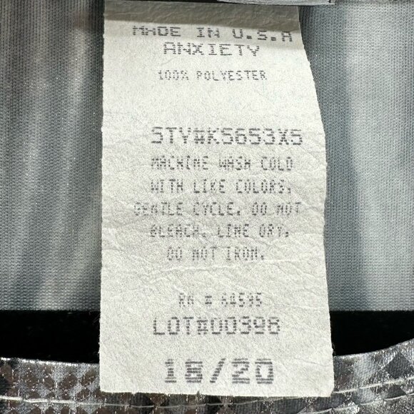 Anxiety Café Vtg 90s Metallic Top Women 18/20 Sleeveless Pullover Stretch Silver - Picture 9 of 9